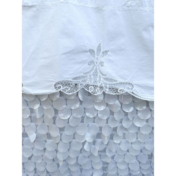 Vintage Bedding Vintage King White Battenberg Lace Bed Skirt Dust